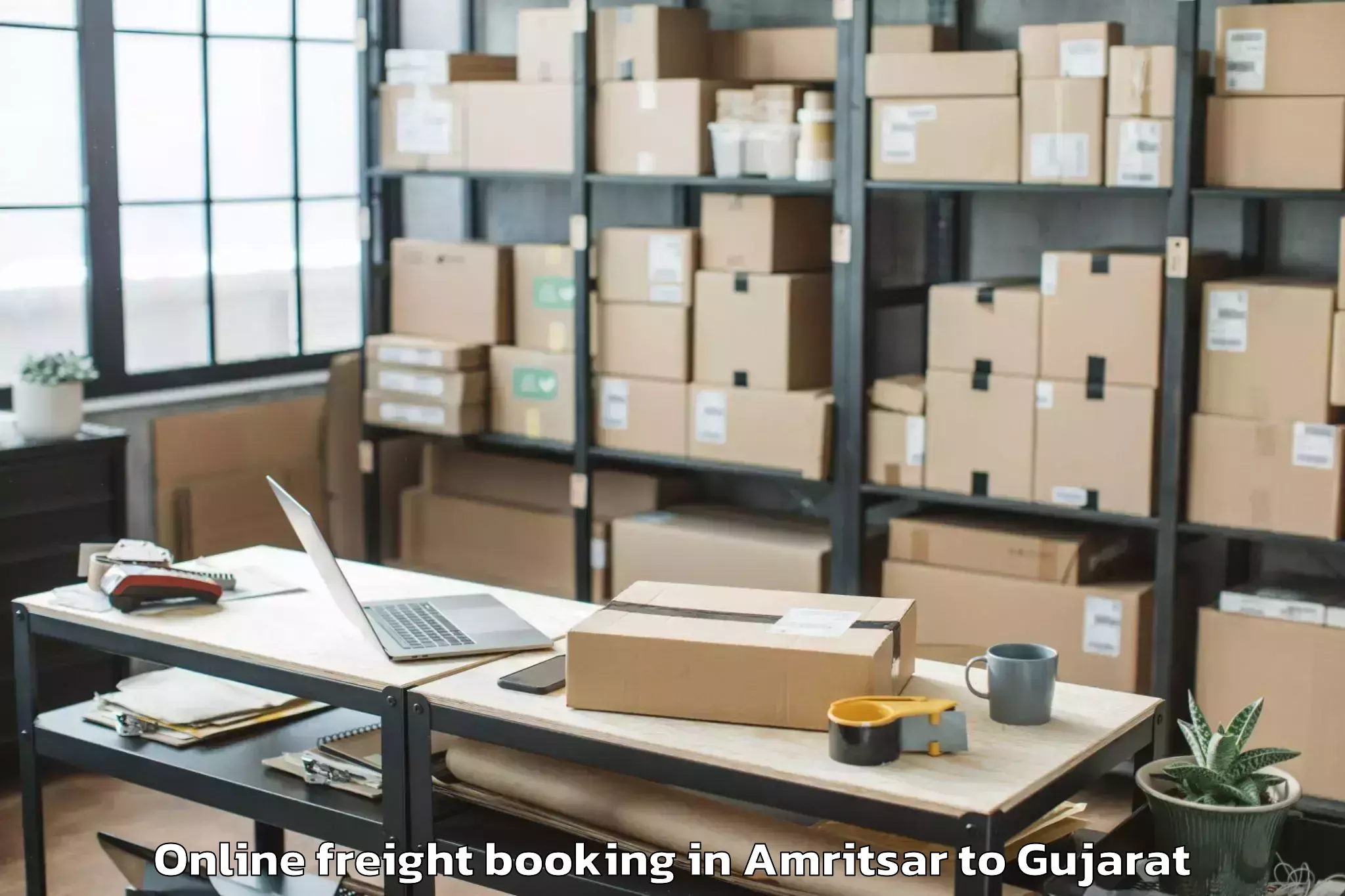 Trusted Amritsar to Khambhaliya Online Freight Booking